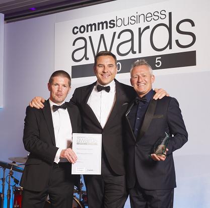 Clifford Norton (right) picking up Channel Entrepreneur of the Year at the Comms Business Awards this Year